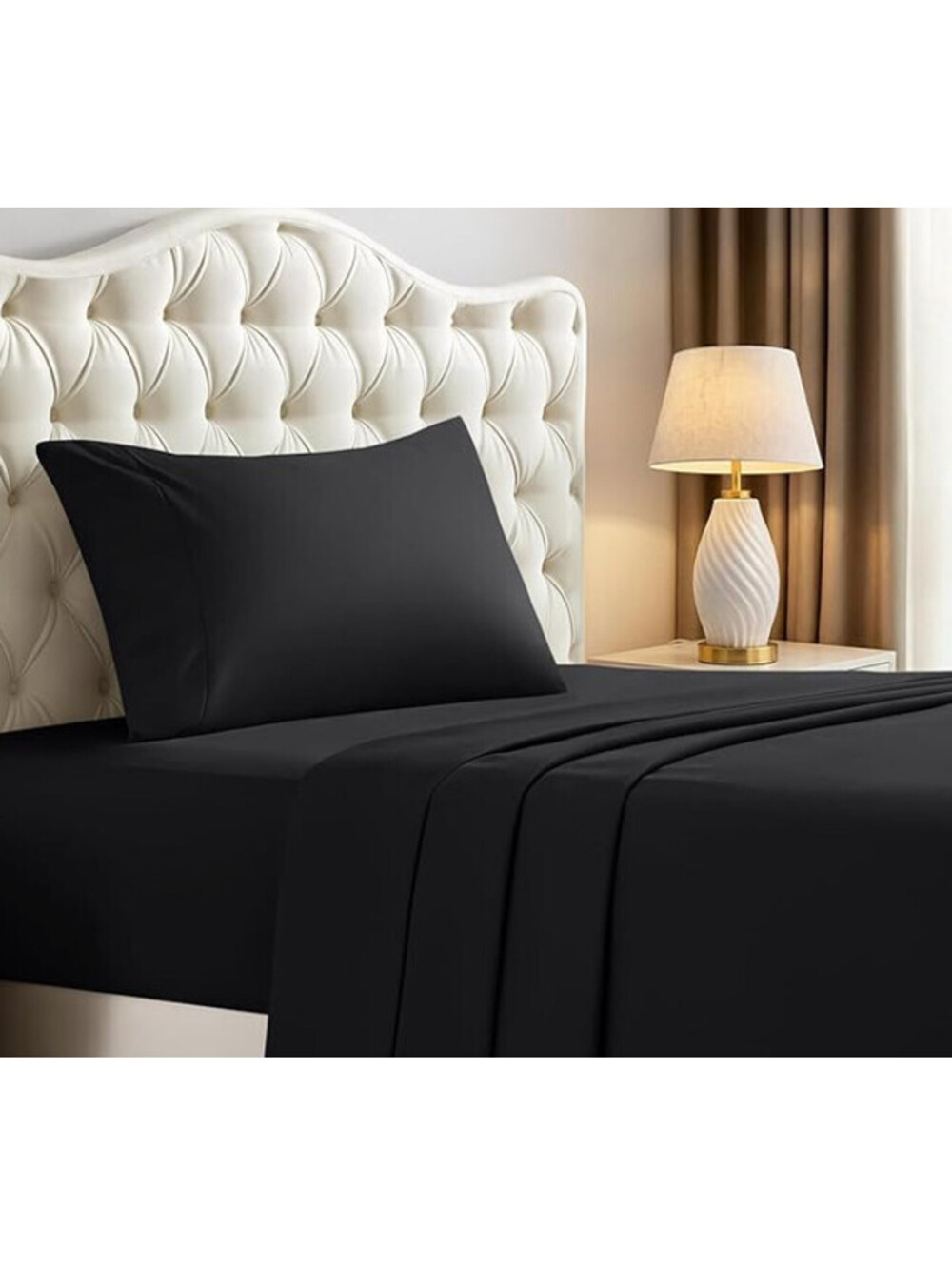 Utopia Bedding Twin Sheet Set 3PC Black Microfiber Soft Deep Pocket Oeko-Tex